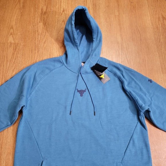 Under Armour Project Rock Respect Blue Fleece Hoodie Men's Size XL Extra Large - Picture 2 of 5